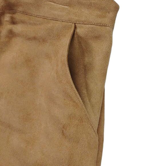 Lauren Conrad Sz 2 Lace-Up Tie Front Tan Faux Suede Mini Skirt Pockets Peasant - Picture 5 of 8